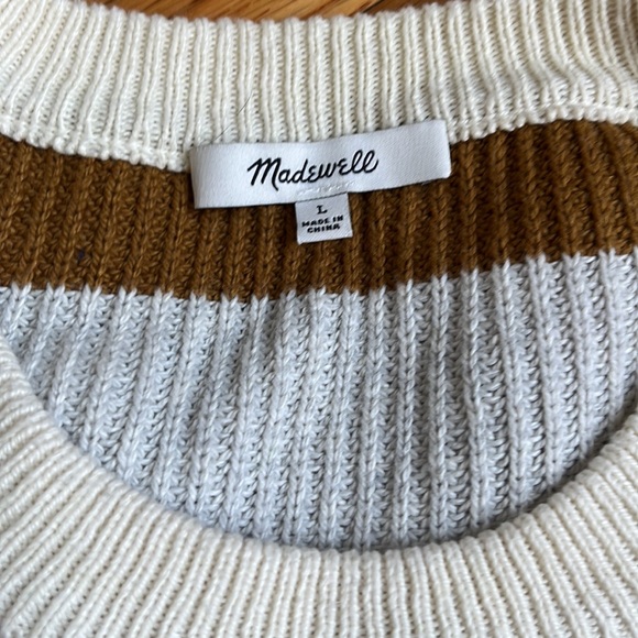 EUC Madewell Thompson Cream Multicolor Striped Sweater Size L - Picture 3 of 12